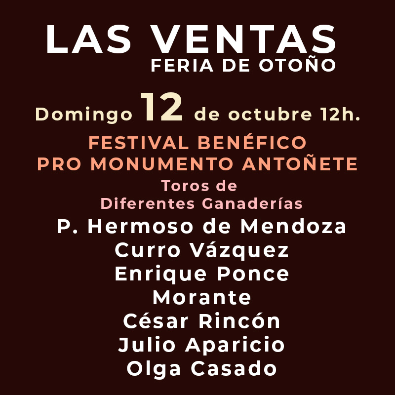 Entradas toros Madrid - 12 octubre 2025 Festival