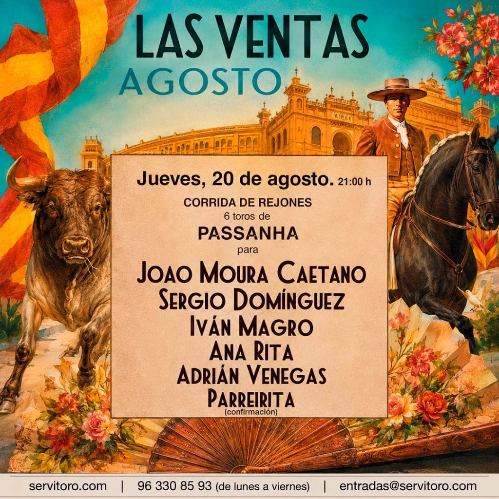 Toros de Passanha para João Moura Caetano, Sergio Domínguez, Iván Magro, Ana Rita, Adrián Venegas y Parreirita Cigano (confirmación)